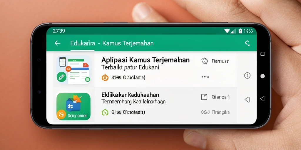 Tampilan antarmuka aplikasi Kamus Terjemahan 2739 yang modern dan user-friendly.