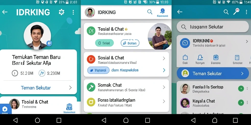 Tampilan antarmuka IDRKING untuk menemukan teman sekitar.
