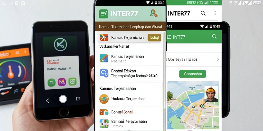 Tampilan antarmuka INTER77 yang bersih dan fungsional untuk Kamus Terjemahan.