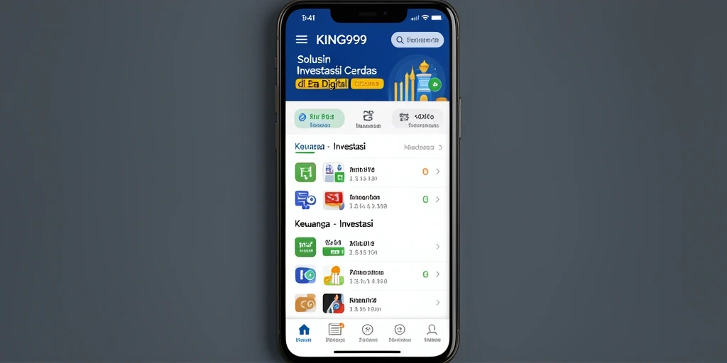 Antarmuka aplikasi KING999 yang intuitif dan menarik untuk investasi.