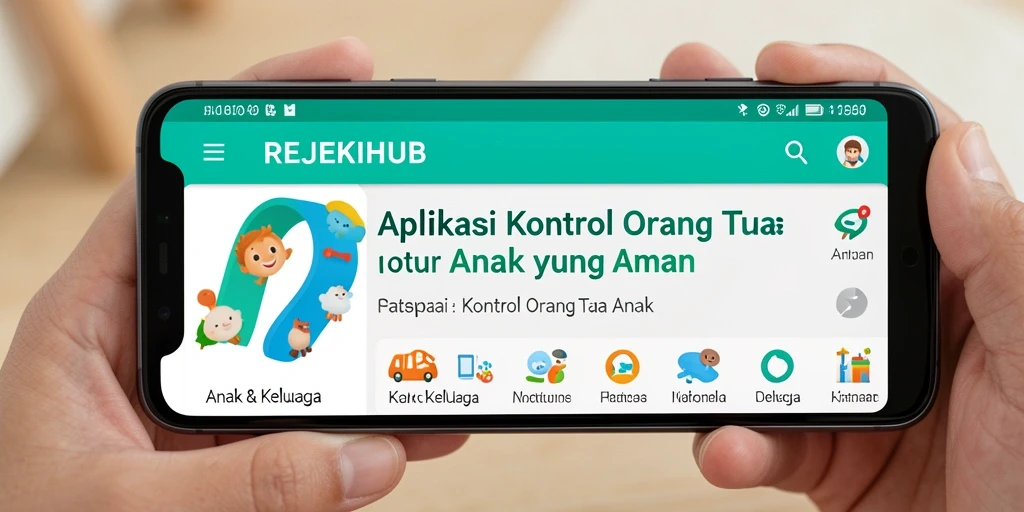 Screenshot antarmuka REJEKIHUB menunjukkan fitur Kontrol Orang Tua yang mudah digunakan.