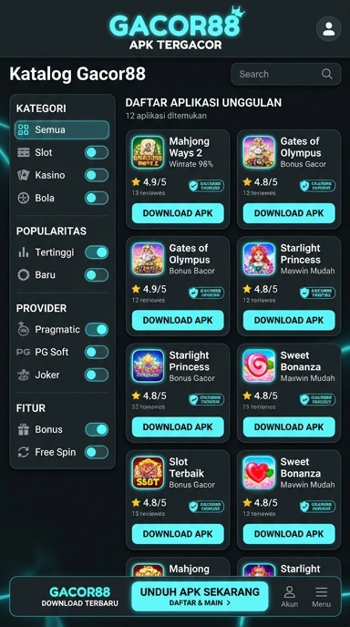 Tampilan katalog aplikasi gacor88